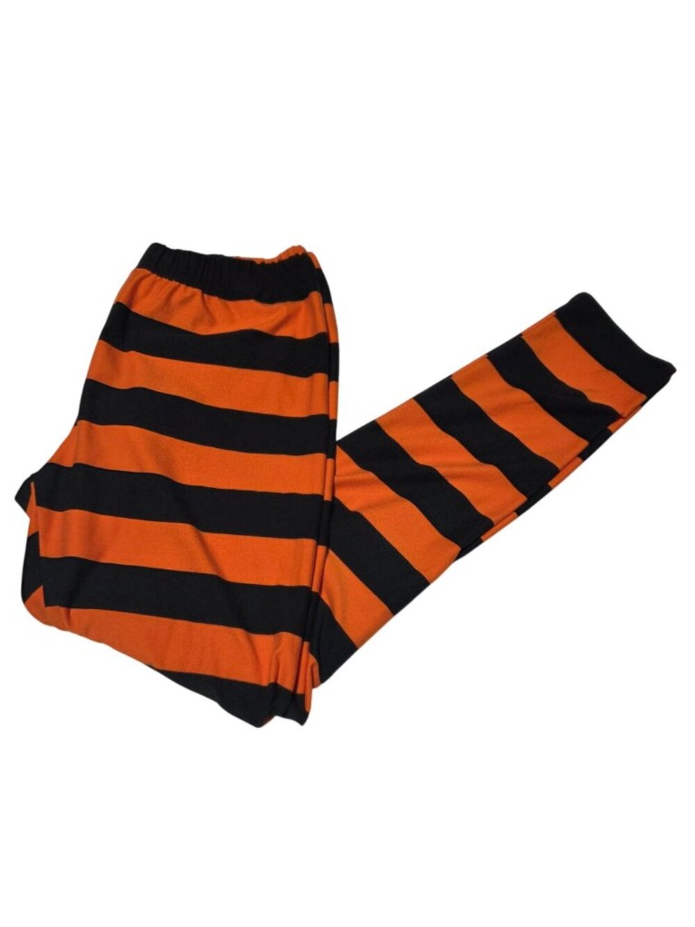 Celebrate Together Halloween Leggings Size Medium Black Orange Striped Lounge